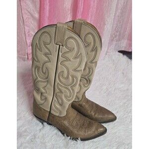 Nocona Tan and Cream Heeled Boots